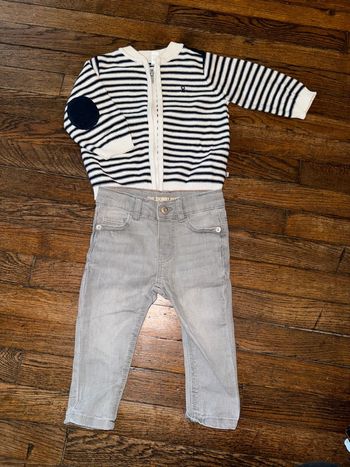 gilet Obaibi et jeans Zara 9 mois