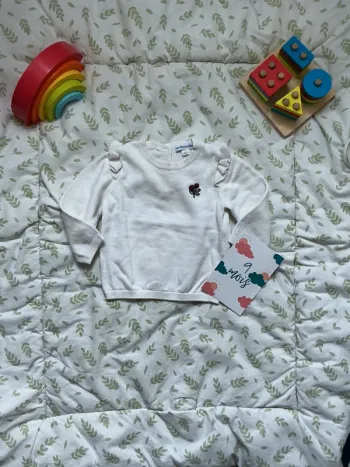 pull léger blanc avec volants 9 mois vertbaudet