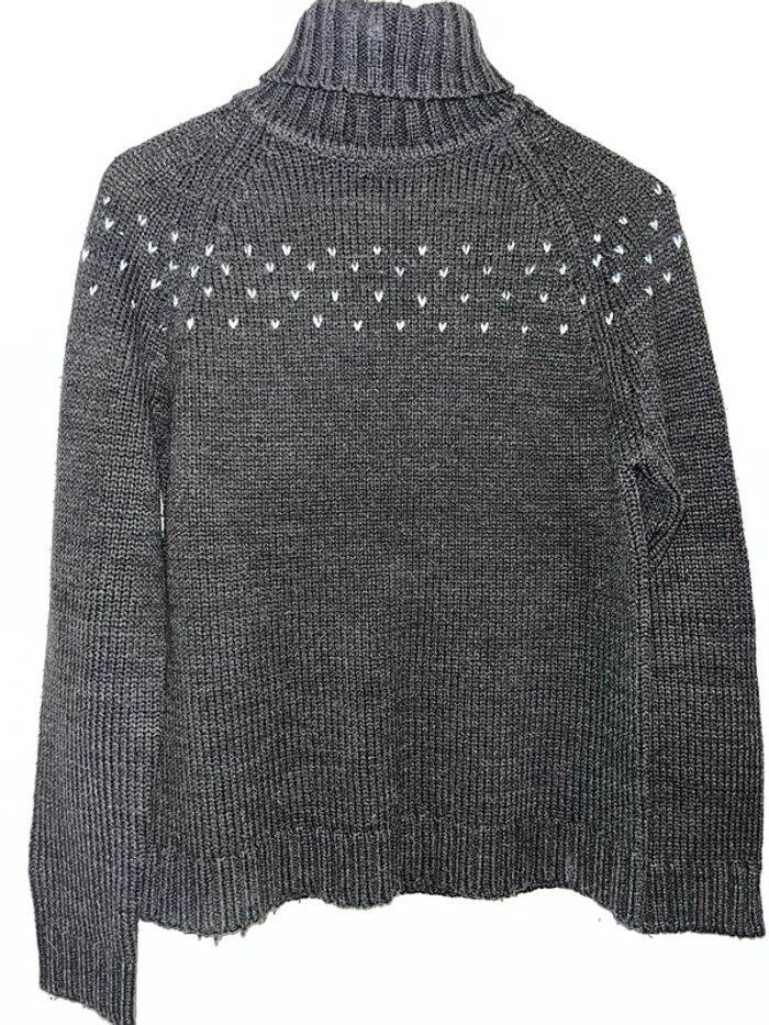 Pull gris col roulé épais taille L