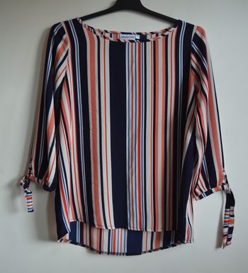 Blouse femme Trend One rayée multicolore manches 3/4 taille 38