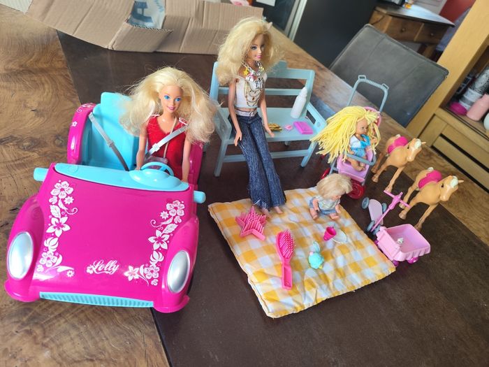 Barbie lot voiture poney poussette accessoires