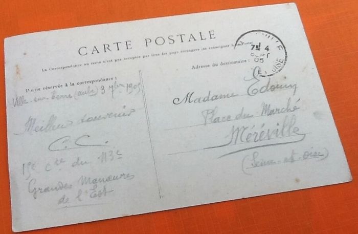 Carte postale ancienne Ville-sur-Terre (Aube) Rue de Bar- sur-Aude - photo numéro 3