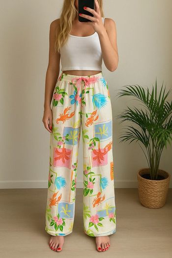 Pantalon large imprimé tropical Primark taille XS – Neuf