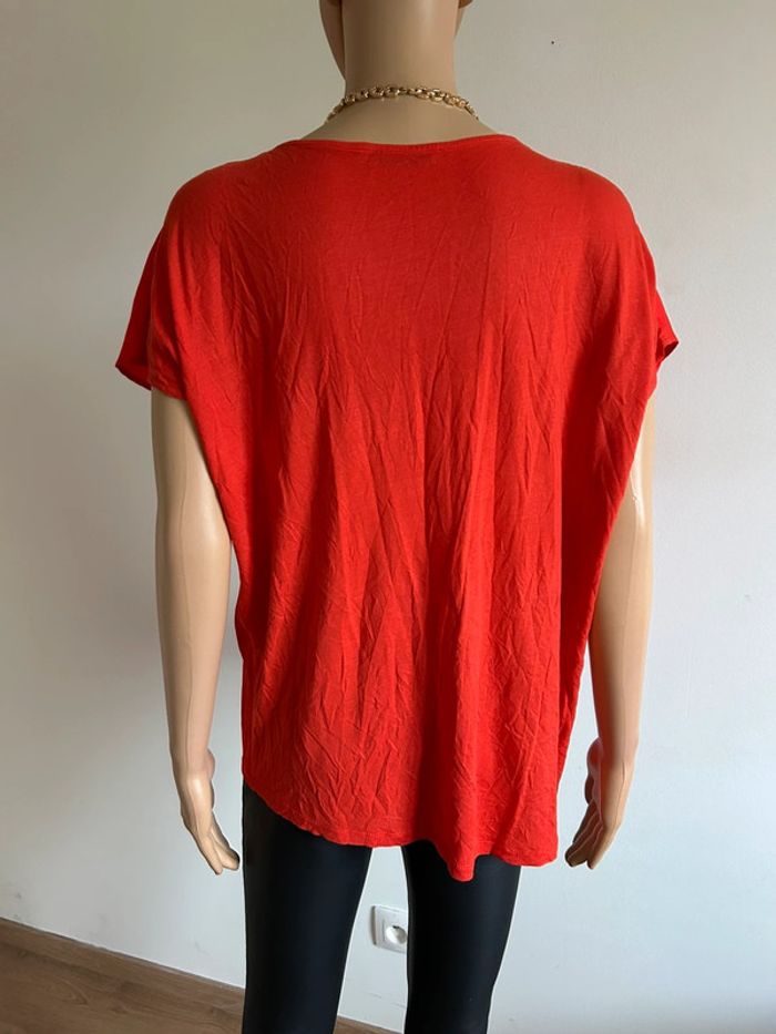 Blouse rouge orangée à manches courtes Mango taille M comme neuve - photo numéro 7