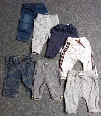 Lot de 7 pantalons, mi saison, été  , bébé garçon 3 mois, jean, pantalon, jogging , marron, bleu, marine, gris