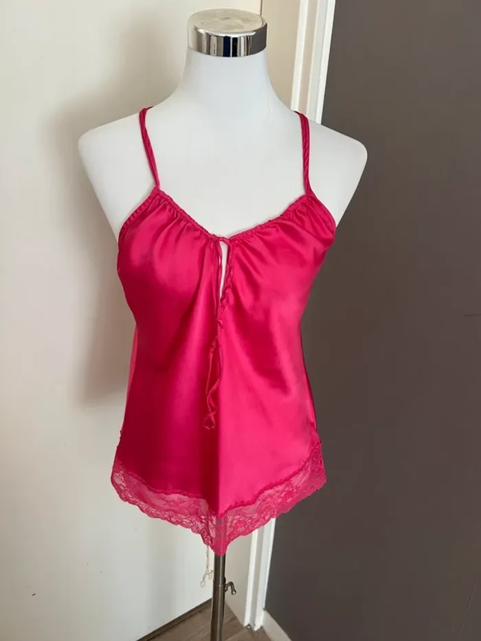 Etam top, caraco, rose, satin fuchsia, taille 38 femme