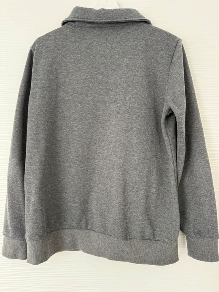 Pull d'hiver sweat gris foncé col zippé à manches longues - photo numéro 4