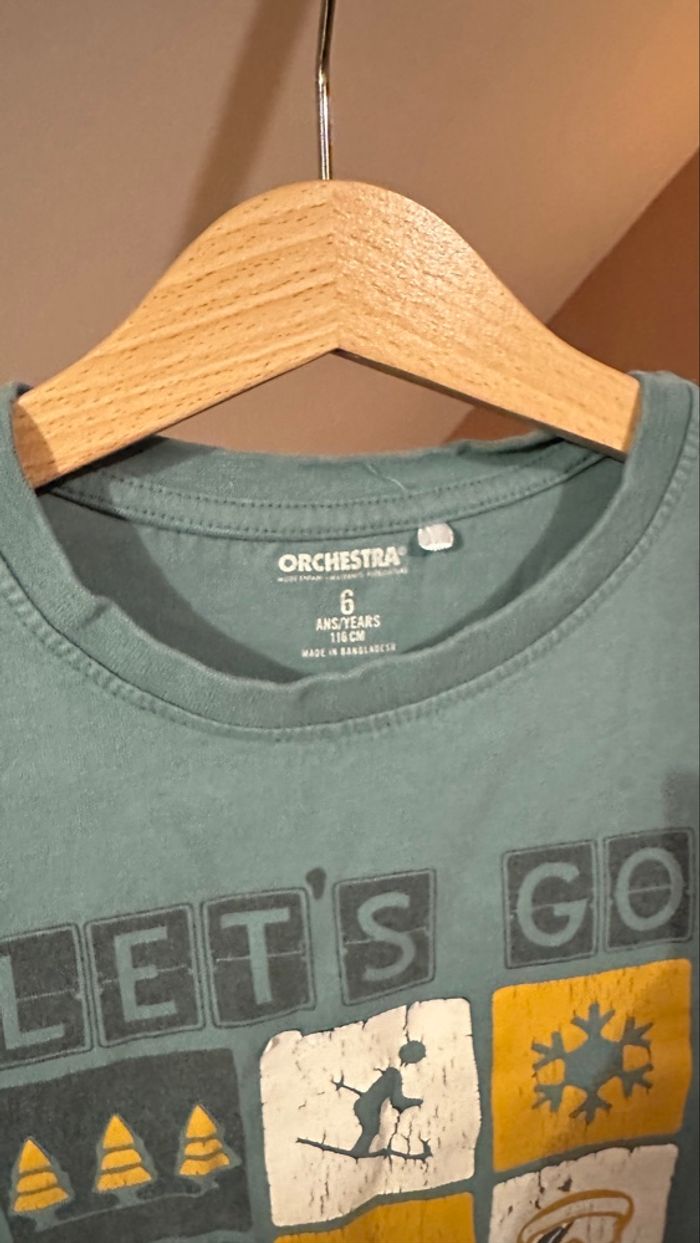 💜 Teeshirt vert motif hiver orchestra 6 ans 💜 - photo numéro 5