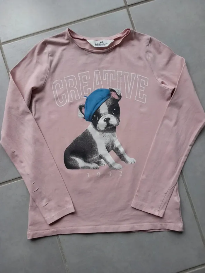 Tee-shirt ML fille H&M 8/10 ans.