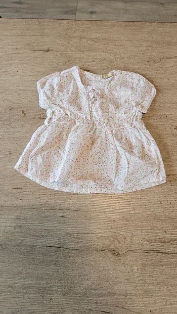 Blouse d été blanche avec fleurs, à manches courtes, 18 mois