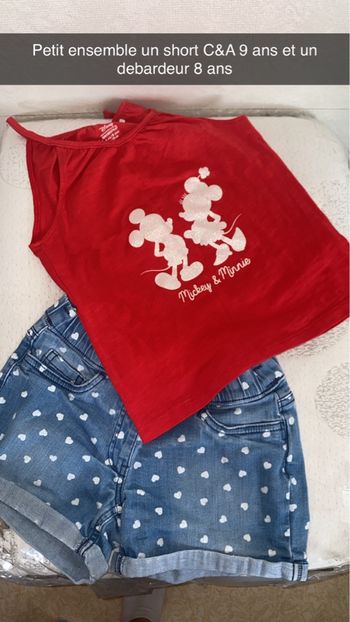 Short en jeans fille et débardeur Disney minnie 