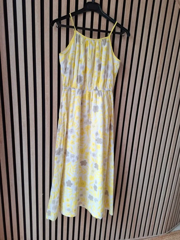 Robe en coton fleuri jaune et blanche Vertbaudet 12 ans - photo numéro 3