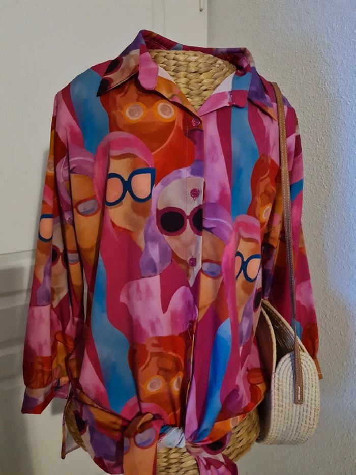 Chemise longue fluide vintage imprimée - photo numéro 2