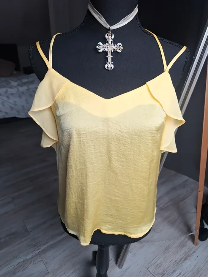 Top/débardeur jaune satin - photo numéro 4