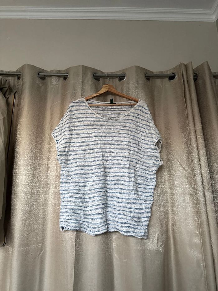 Pull femme Ralph Lauren rayé bleu/blanc – Taille XXXL – Très bon état