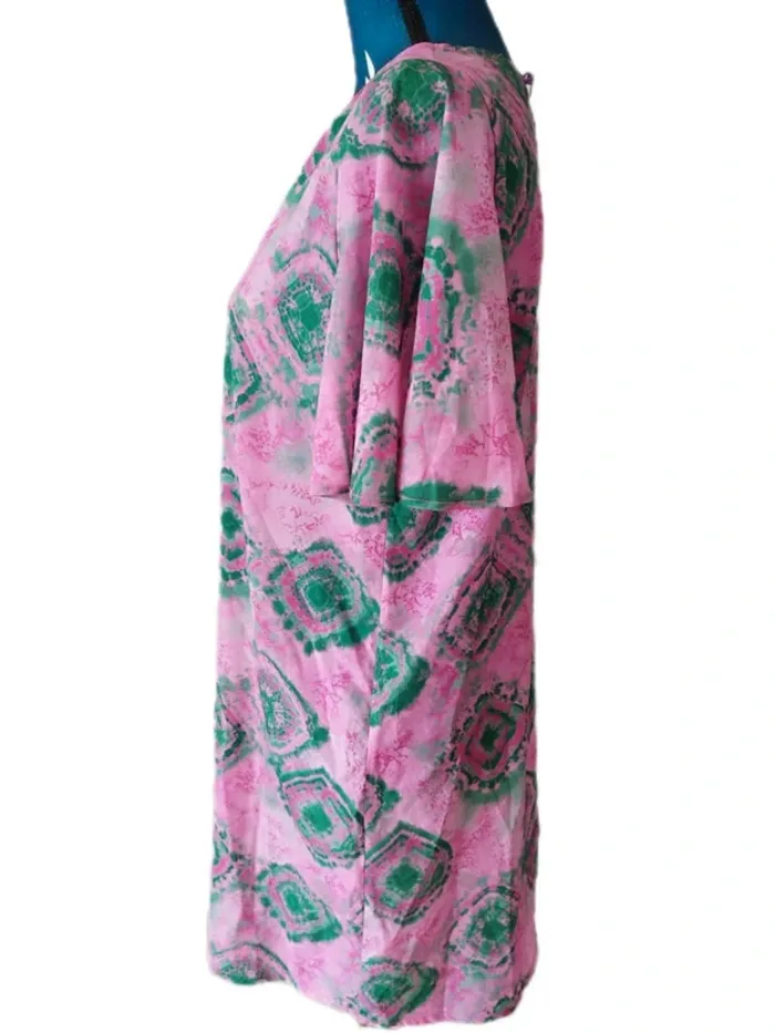 Robe tunique Tie and Dye rose et verte - photo numéro 9