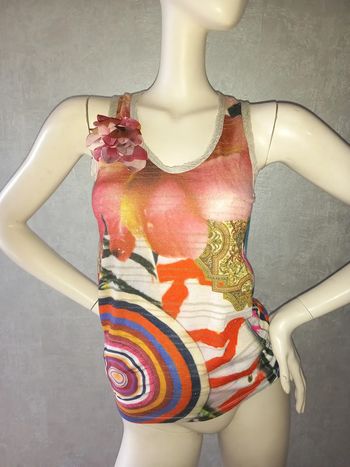 débardeur coloré rayé doré desigual taille 36