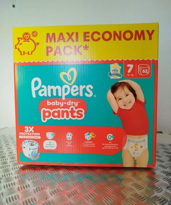 Pampers Pants T7 x62 Couches 15kgs +