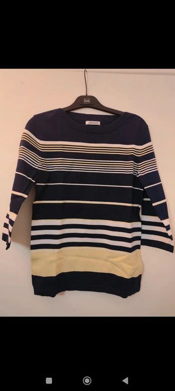 Pull léger manches 2/4 à rayures taille 34/36 Damart