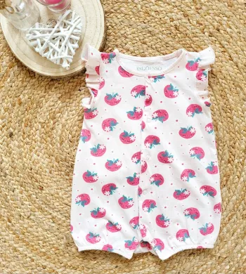 Barboteuse fraise In Extenso 6 mois