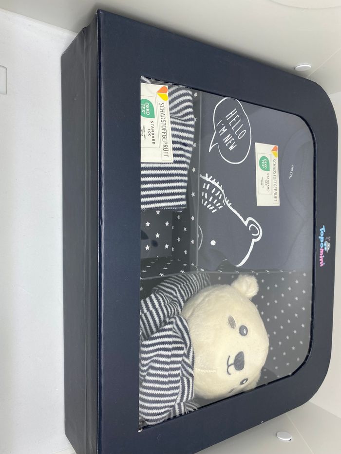 Coffret naissance bleu neuf - Doudou, Body, pantalon, Bandana - photo numéro 2