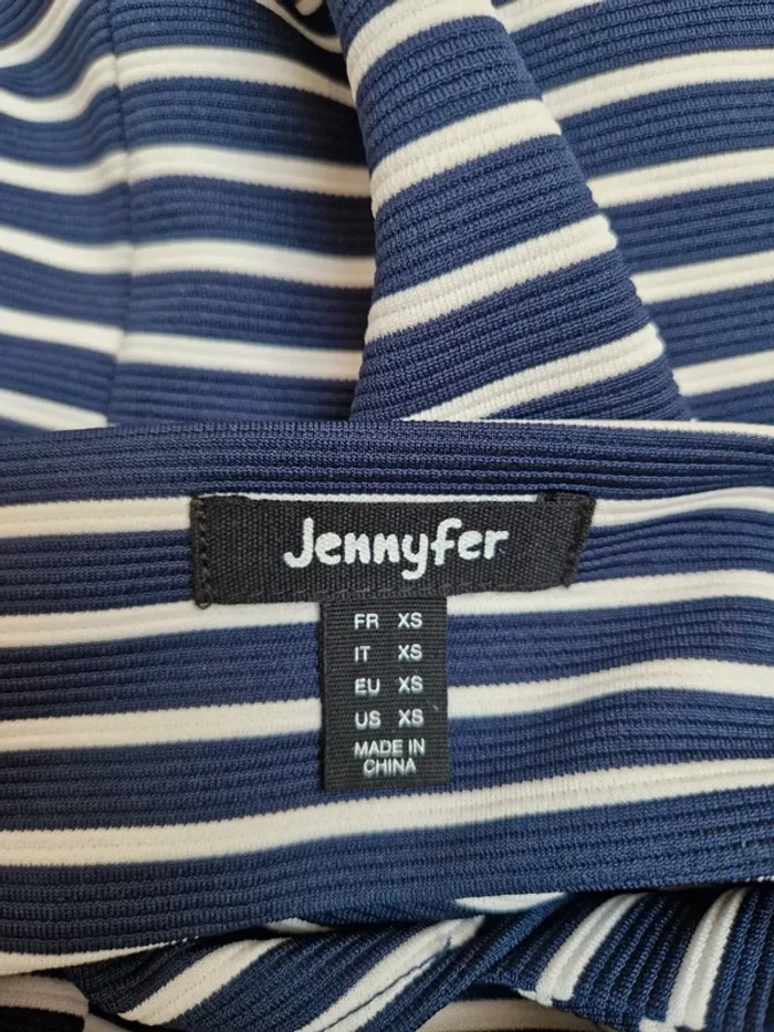 Robe Jennyfer XS à rayures marine et blanche dos très joli - photo numéro 8