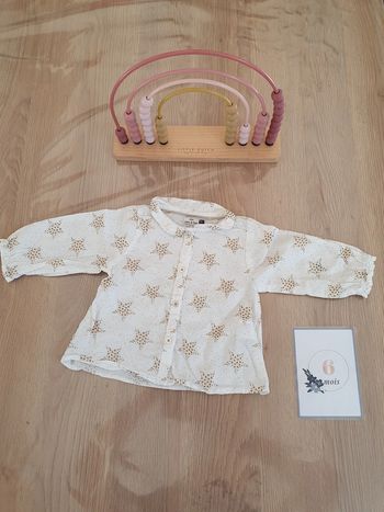 Chemise noel Blanche à Motif Étoile Doré - Tape à l'Œil 6 mois