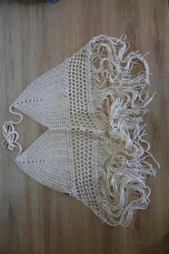 C35 top crochet beige S