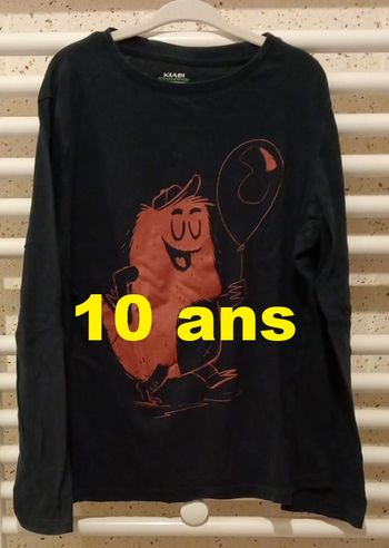 Tee shirt manche longue bleu marine imprimé Kiabi Taille 10 ans