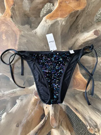 Bas de maillot de bain Etam noir sequins ficelles