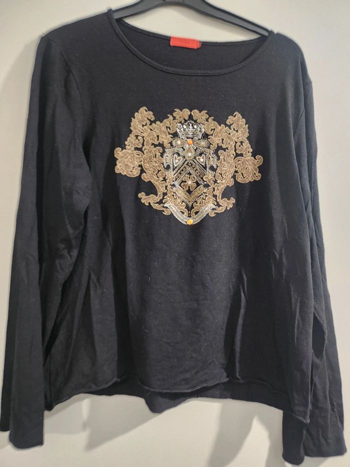 T-shirt manche longue avec motif doré
