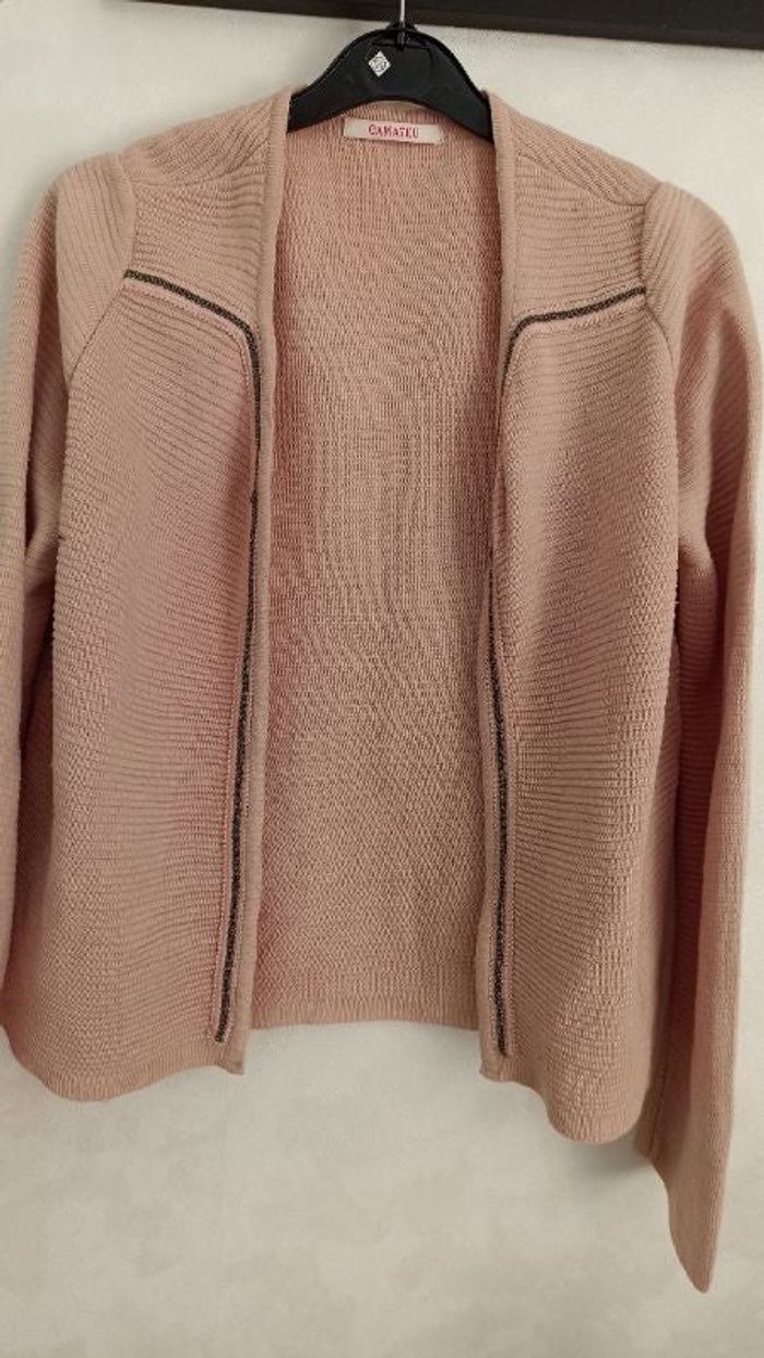 Veste gilet rose pâle taille S, camaïeu