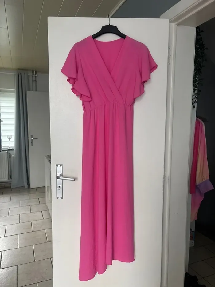 Robe longue rose