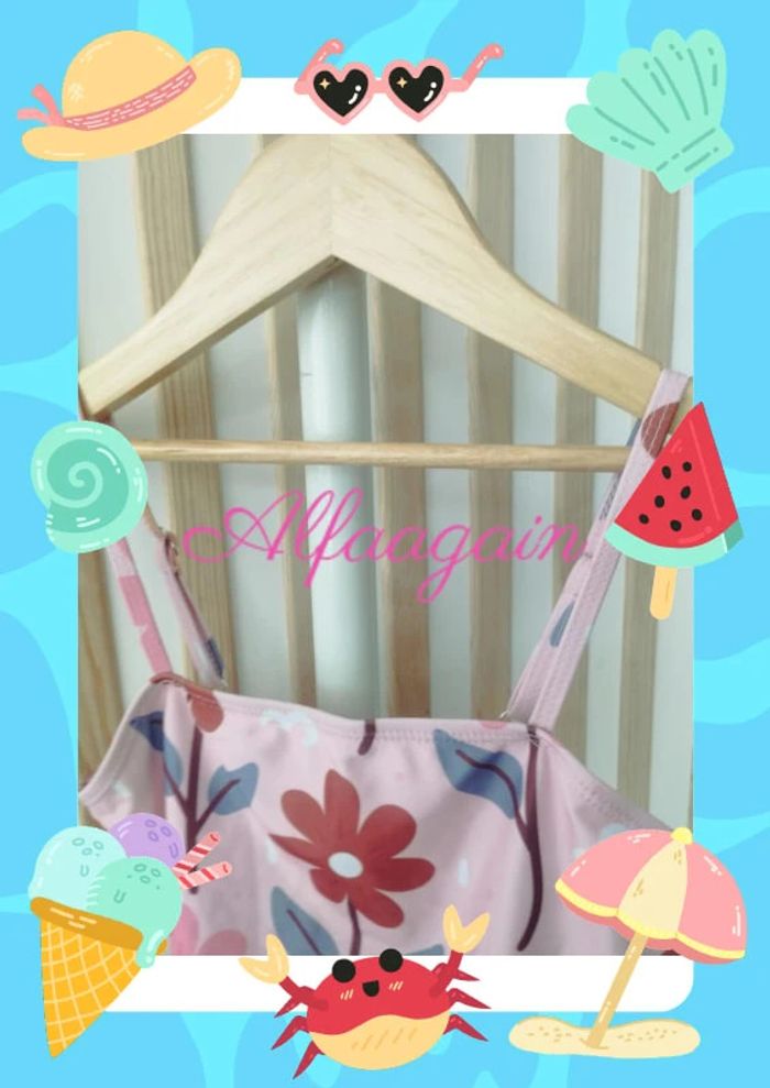 Maillot de bain neuf rose fleuri 10ans - photo numéro 7