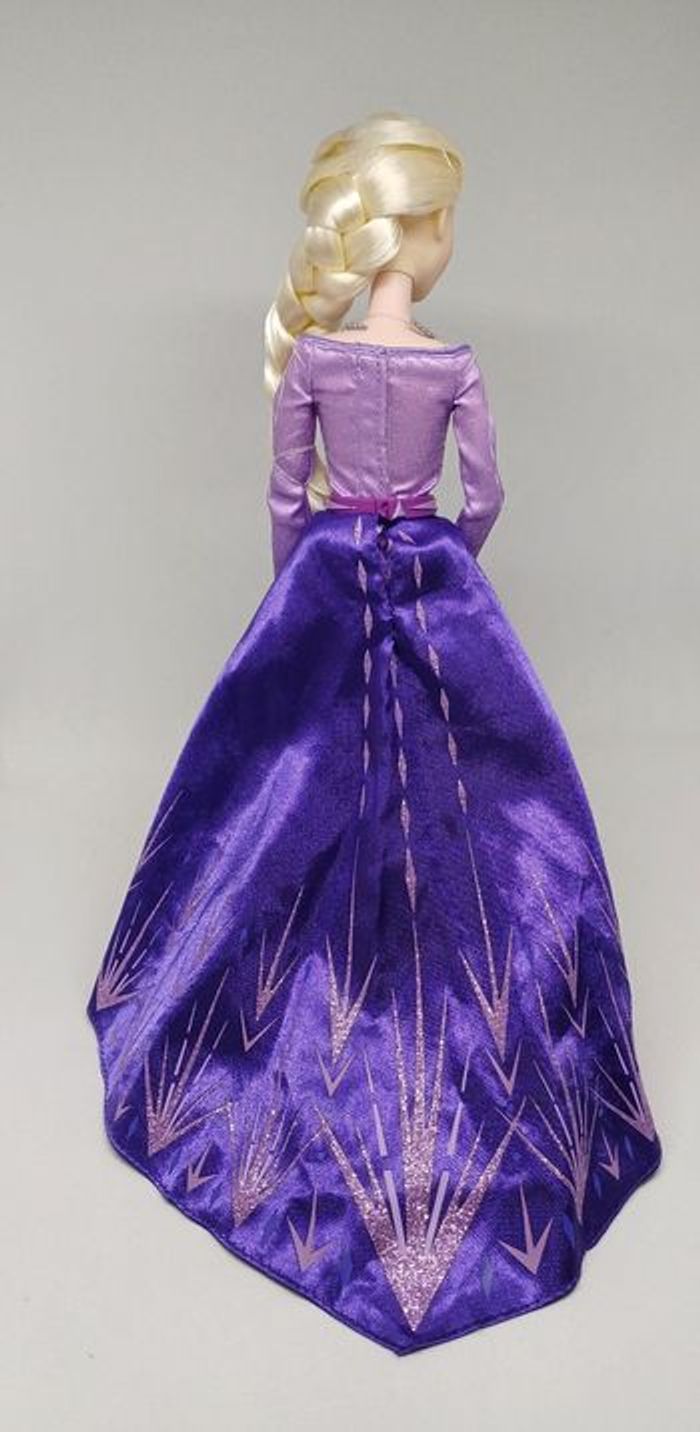 Rare 2 poupées Anna et Elsa Reine des neiges 2 Frozen Disney robe dorée mauve princesse - photo numéro 3