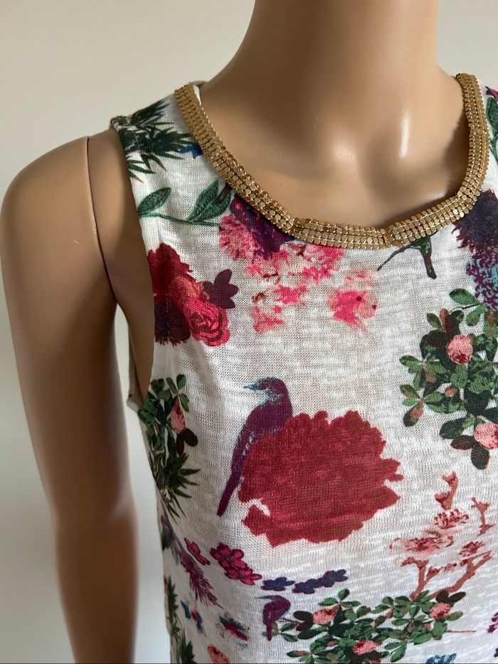 Débardeur fleuri neuf sans manches Morgan taille XS (valeur 29€) - photo numéro 4