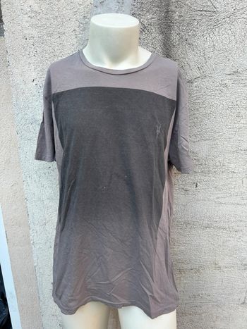 Tee-shirt AllSaints Homme XL – Bicolore taupe  & Noir, Logo Brodé