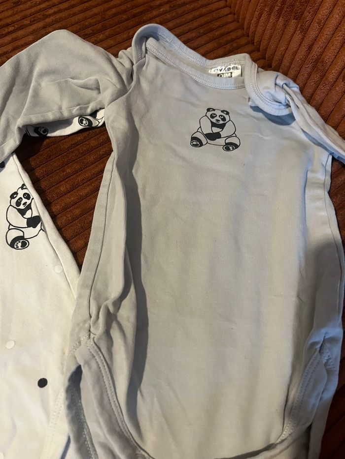 3 bodys manches longues panda dim 3 mois - photo numéro 3