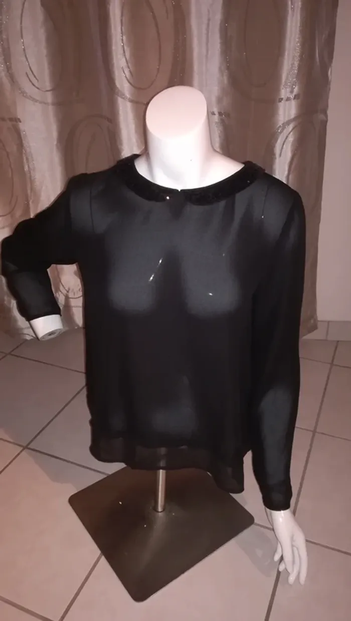 Blouse noire col strass - photo numéro 3