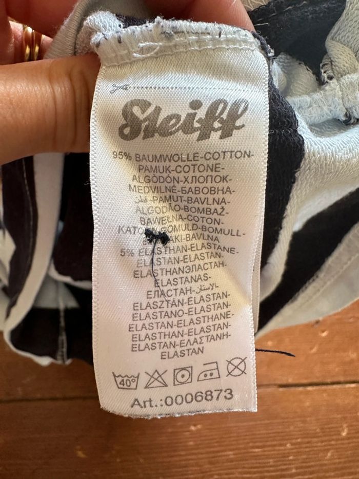 Polo Steiff manches longues rayé noir et blanc 12 mois - photo numéro 4