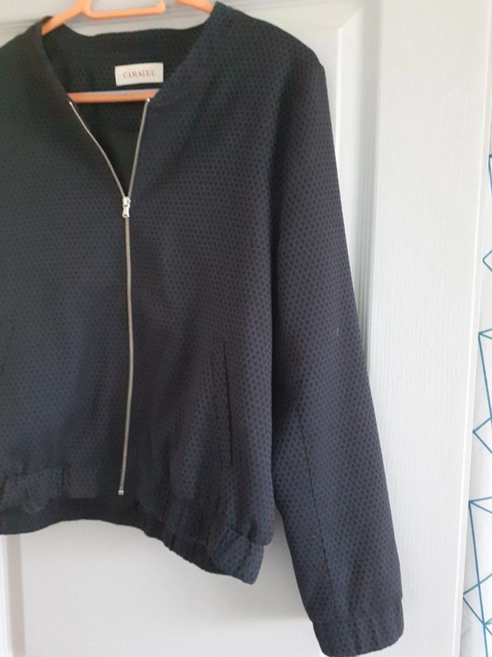 Veste zippée femme bleu marine à motifs taille 42 - photo numéro 2