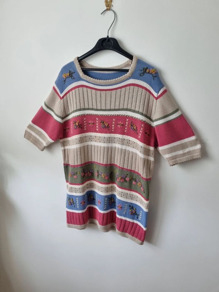 Top en coton brodé coloré vintage - photo numéro 7