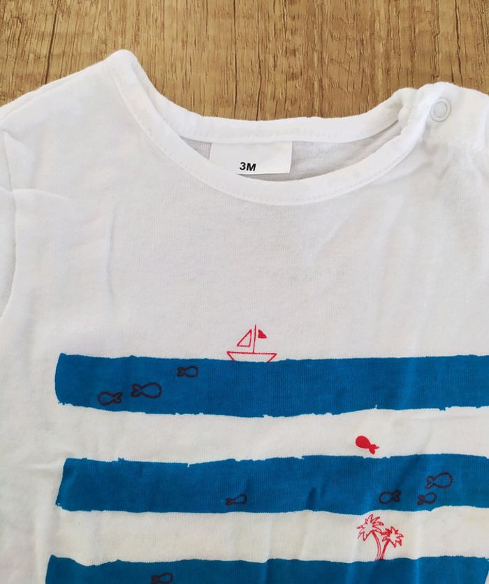 T-shirt manches courtes blanc garçon 3 mois - photo numéro 2