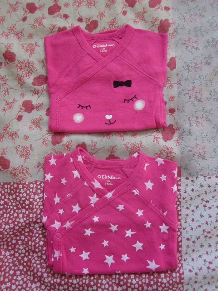 Body croisés manches longues rose 1 mois