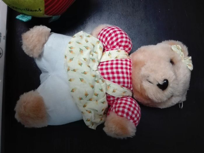 Ours peluche vintage liberty vichy