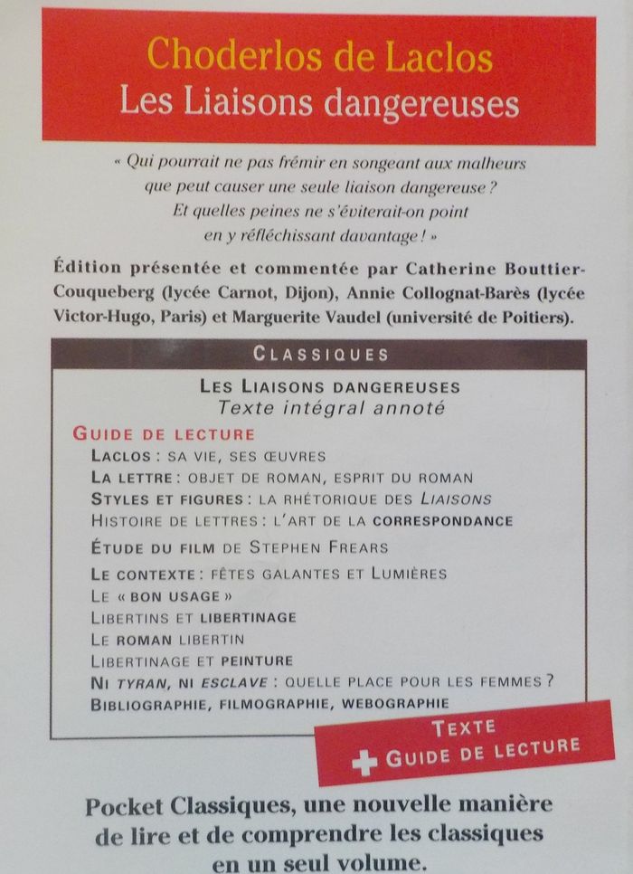 LES LIAISONS DANGEREUSES de CHODERLOS DE LACLOS Spécial BAC - photo numéro 2