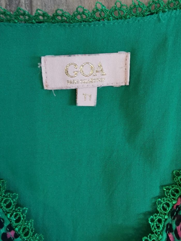Tee shirt léopard rose et vert - taille S - GOA - photo numéro 2