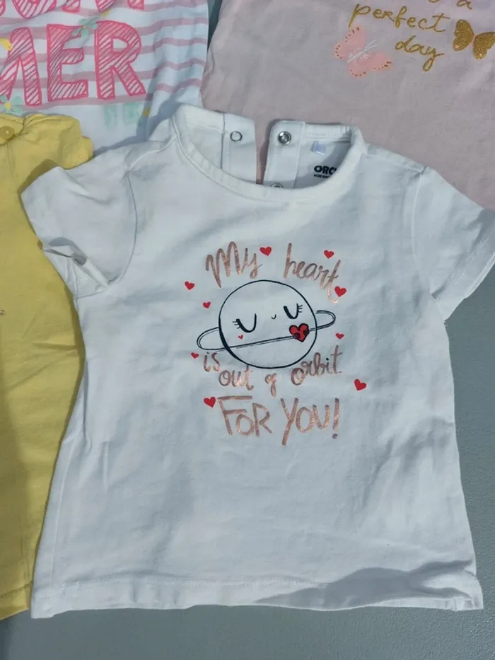 Lot 9 mois 6 t-shirts fille - photo numéro 2