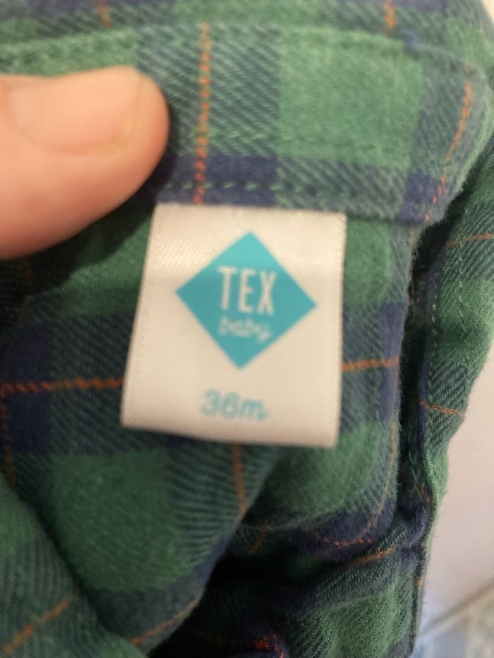 Chemise TEX Baby 36 mois carreaux vert bleu - photo numéro 6