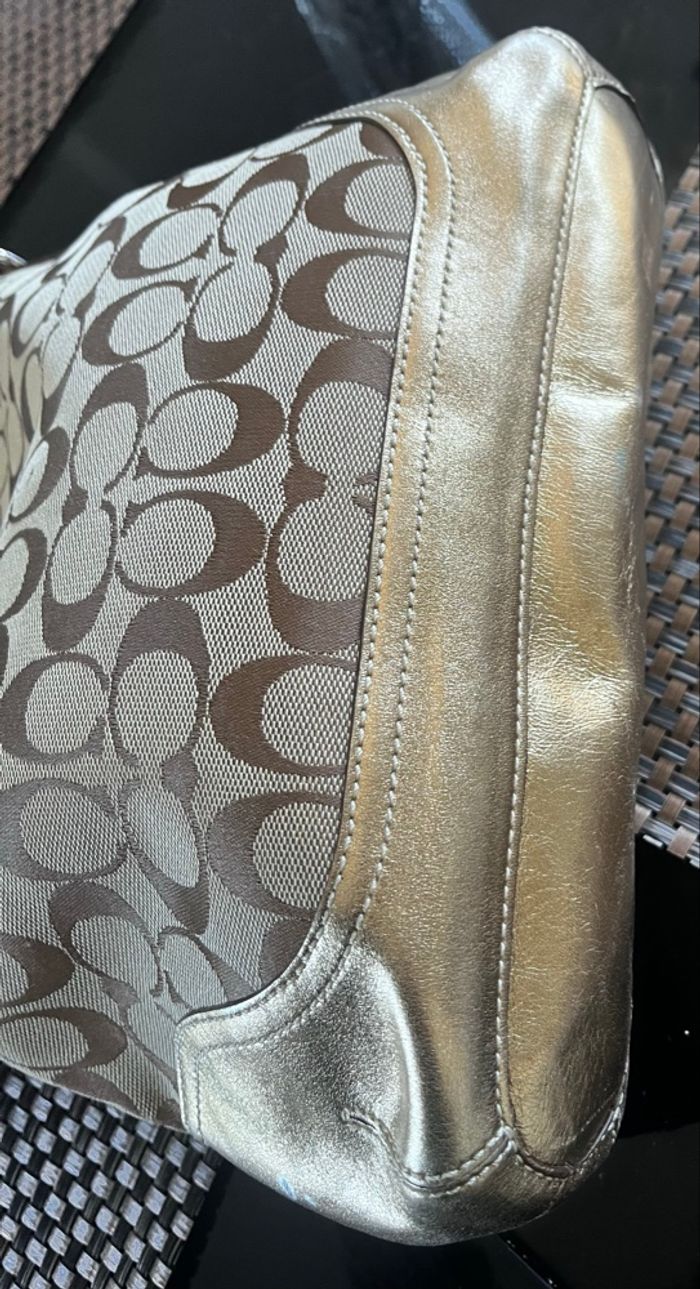 Sac coach vintage cuir et tissu - photo numéro 5